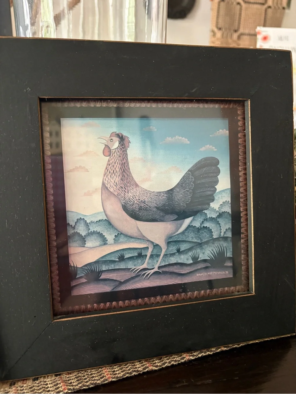 Farmhouse Rooster and Hen Framed Art Prints in Black - Unbranded
